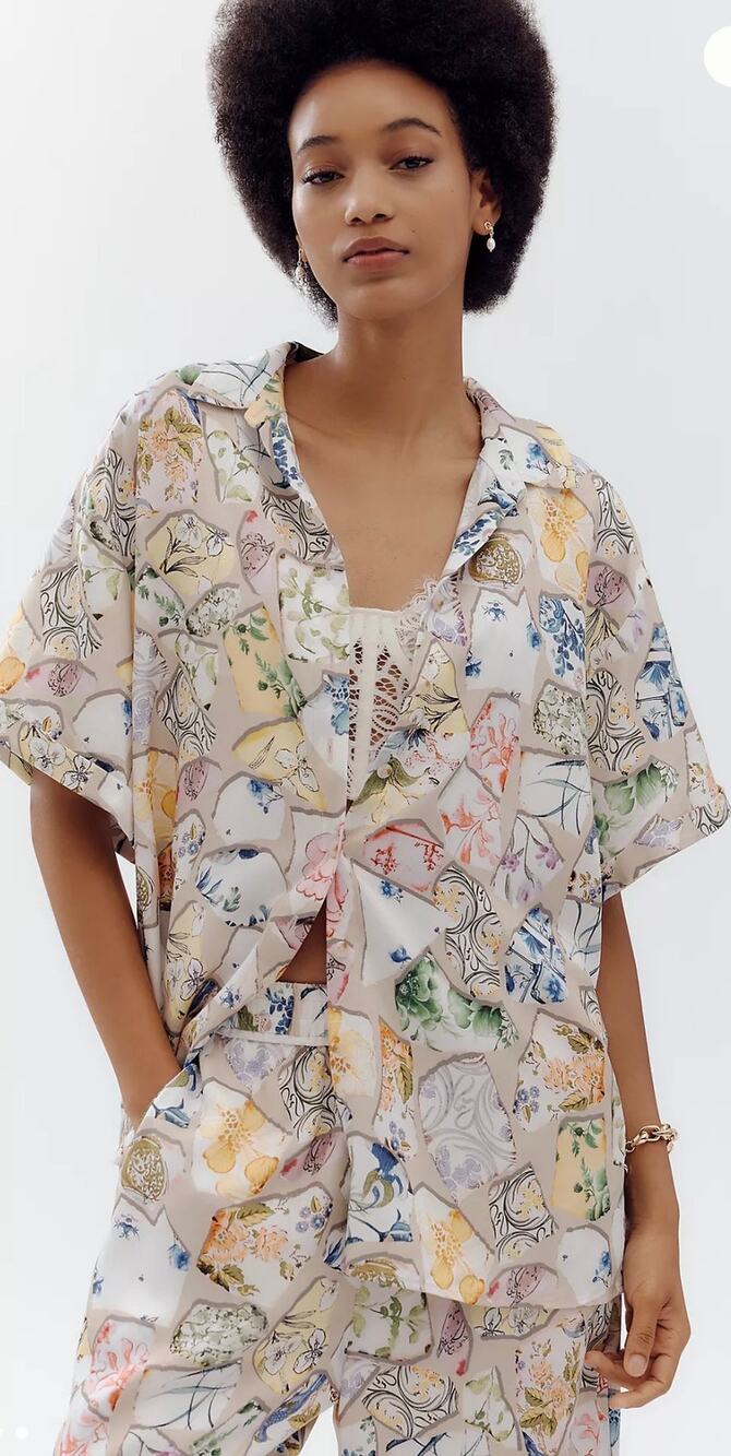 Anthropologie Maeve Button Front Oversized Surf Shirt Size Large